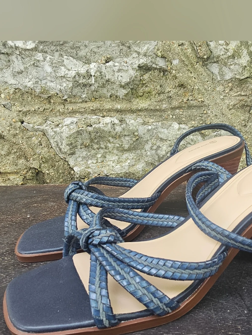 Women's Size 12 M Braided Navy Blue Strap Block Heel Sandals Navy Giani Bernini - Picture 2 of 11